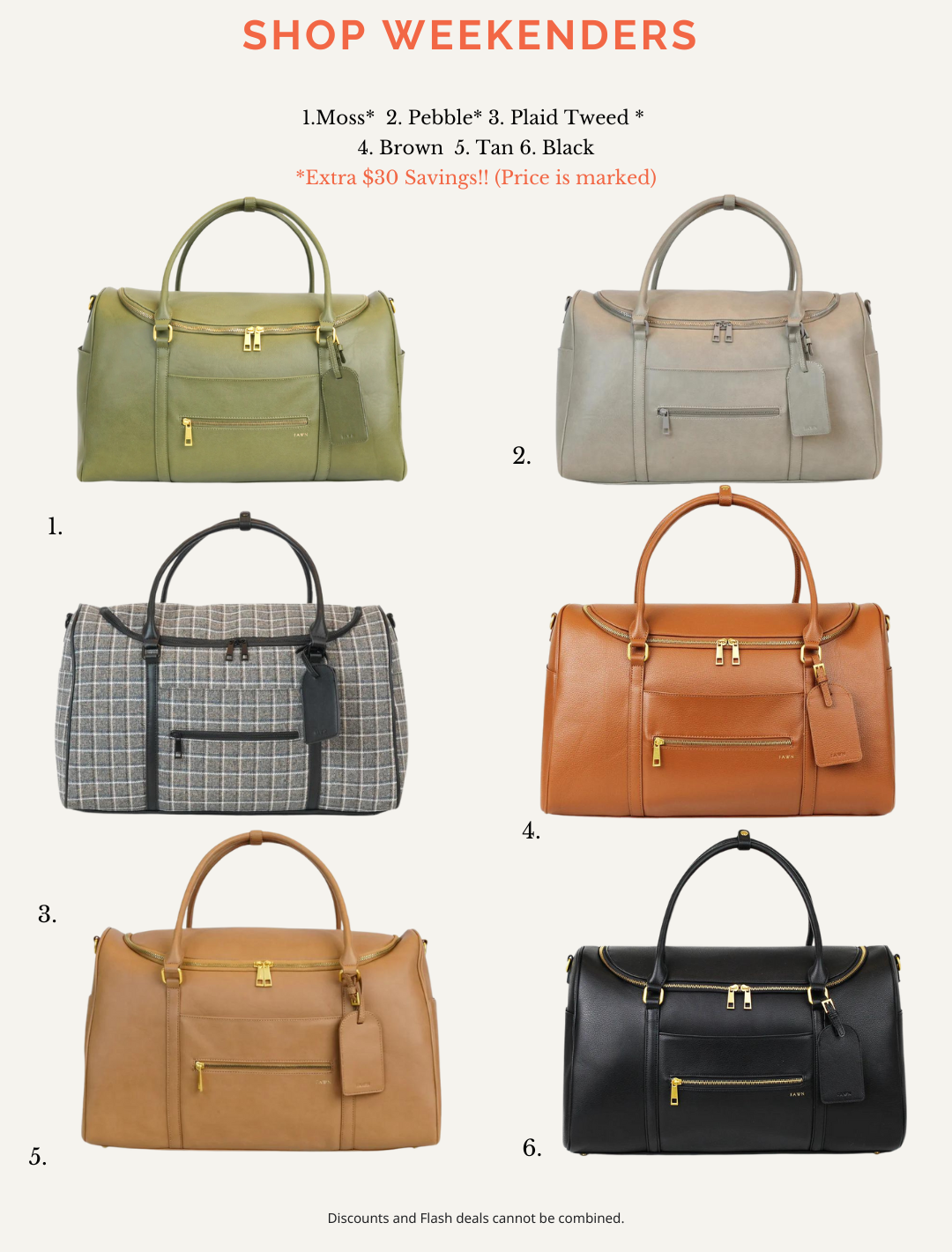 Fawn Design Weekenders in variety of colors