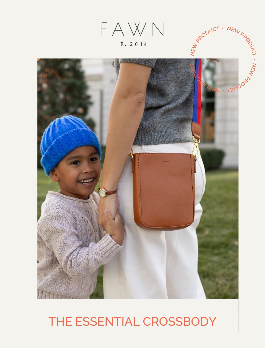 Picture of fawn new crossbody bag called the essential crossbody